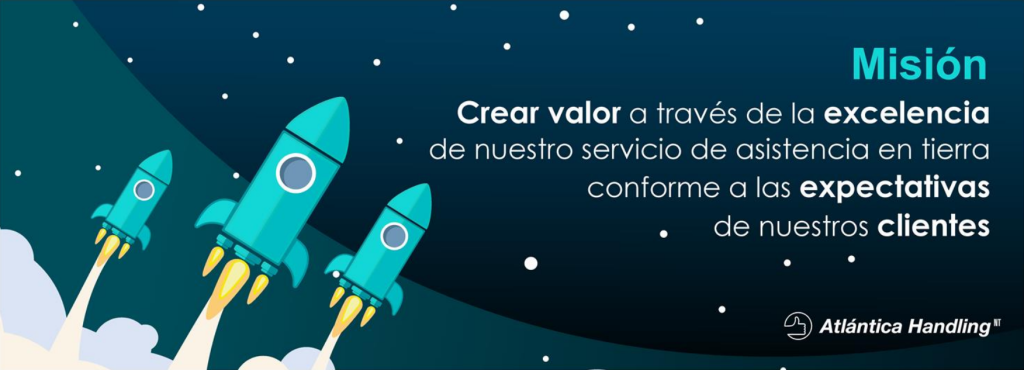 Visión: ser el proveedor de servicios de asistencia en tierra referente en los aeropuertos canarios y diferenciarnos mediante un esmerado trato al cliente. Innovar y flexibilizar nuestros procesos mediante los más altos estándares de calidad, seguridad y eficiencia en un sector en constante evolución